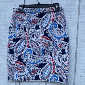 J McLaughlin Pulling Stretchy Bright Colored Skirt Small Reversible Pencil Skirt